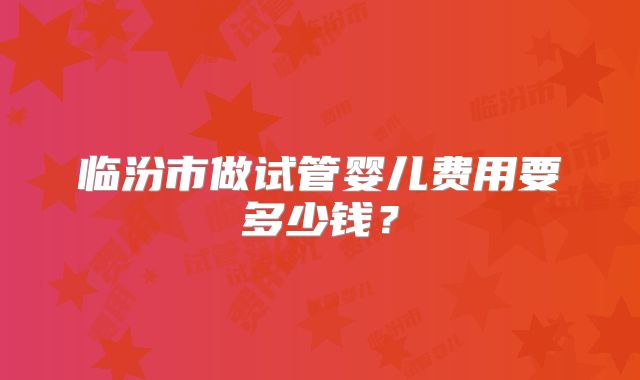 临汾市做试管婴儿费用要多少钱？