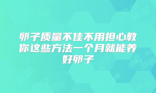 卵子质量不佳不用担心教你这些方法一个月就能养好卵子