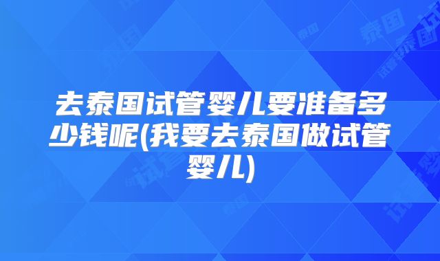 去泰国试管婴儿要准备多少钱呢(我要去泰国做试管婴儿)