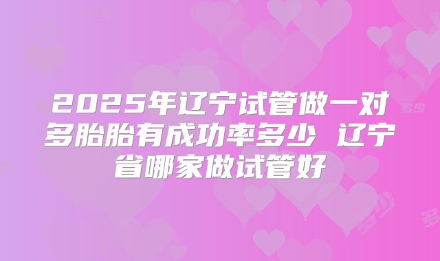 2025年辽宁试管做一对多胎胎有成功率多少 辽宁省哪家做试管好