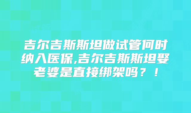 吉尔吉斯斯坦做试管何时纳入医保,吉尔吉斯斯坦娶老婆是直接绑架吗？！