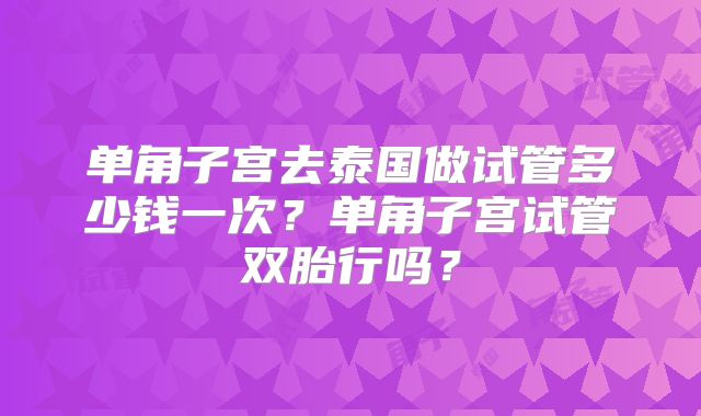 单角子宫去泰国做试管多少钱一次？单角子宫试管双胎行吗？