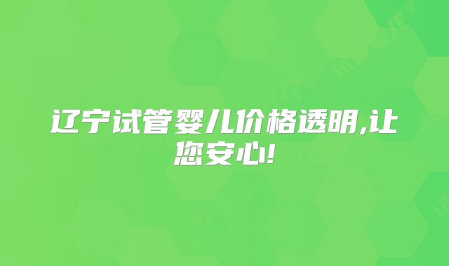 辽宁试管婴儿价格透明,让您安心!