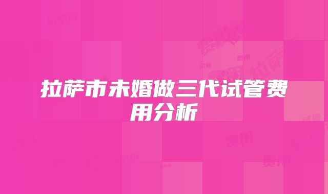 拉萨市未婚做三代试管费用分析