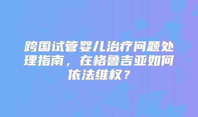 跨国试管婴儿治疗问题处理指南，在格鲁吉亚如何依法维权？