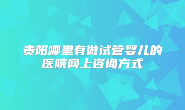 贵阳哪里有做试管婴儿的医院网上咨询方式