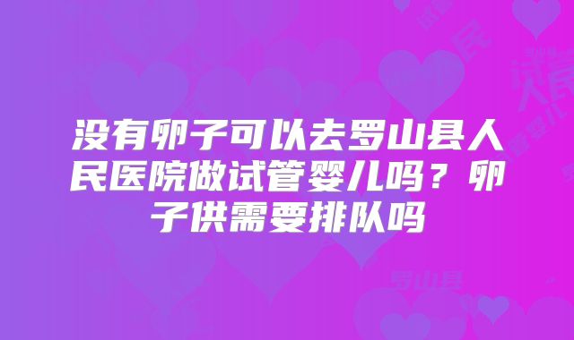 没有卵子可以去罗山县人民医院做试管婴儿吗?卵子供需要排队吗