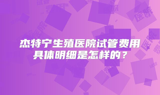 杰特宁生殖医院试管费用具体明细是怎样的？