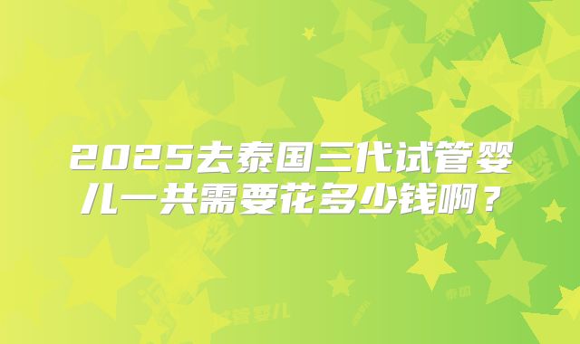 2025去泰国三代试管婴儿一共需要花多少钱啊？