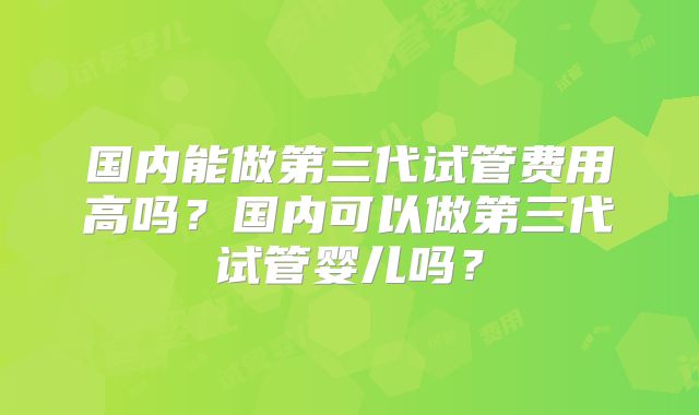 国内能做第三代试管费用高吗？国内可以做第三代试管婴儿吗？
