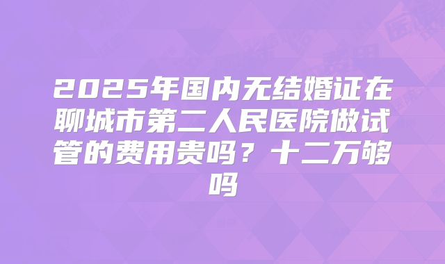 2025年国内无结婚证在聊城市第二人民医院做试管的费用贵吗?十二万够吗