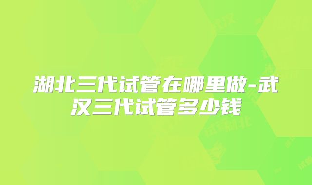 湖北三代试管在哪里做-武汉三代试管多少钱