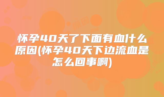 怀孕40天了下面有血什么原因(怀孕40天下边流血是怎么回事啊)