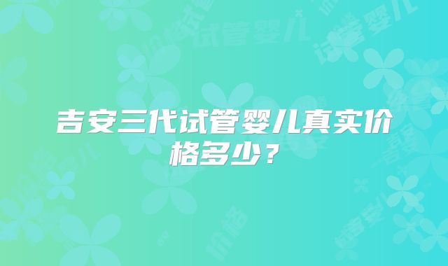 吉安三代试管婴儿真实价格多少？