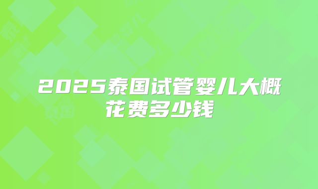 2025泰国试管婴儿大概花费多少钱