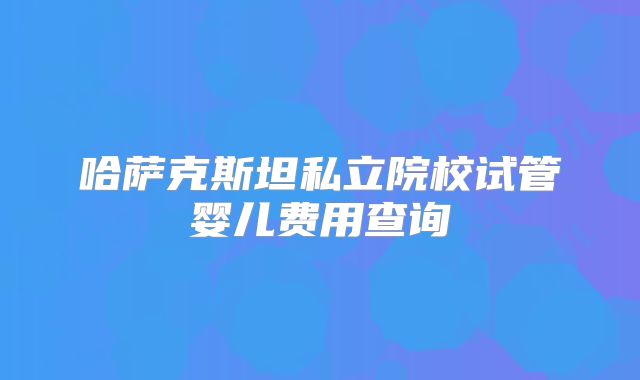 哈萨克斯坦私立院校试管婴儿费用查询