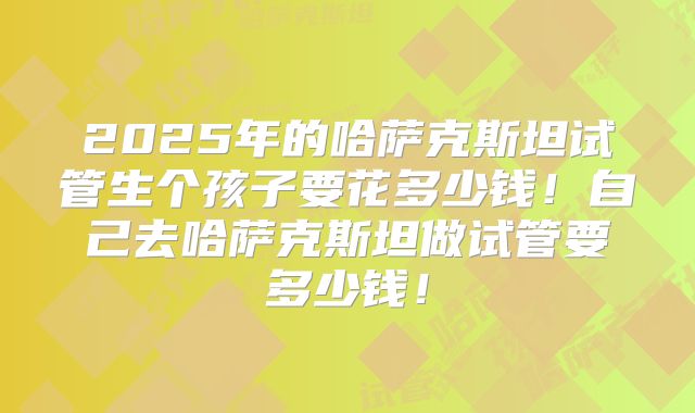 2025年的哈萨克斯坦试管生个孩子要花多少钱!自己去哈萨克斯坦做试管要多少钱!