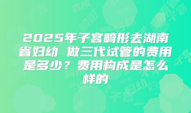 2025年子宫畸形去湖南省妇幼 做三代试管的费用是多少?费用构成是怎么样的