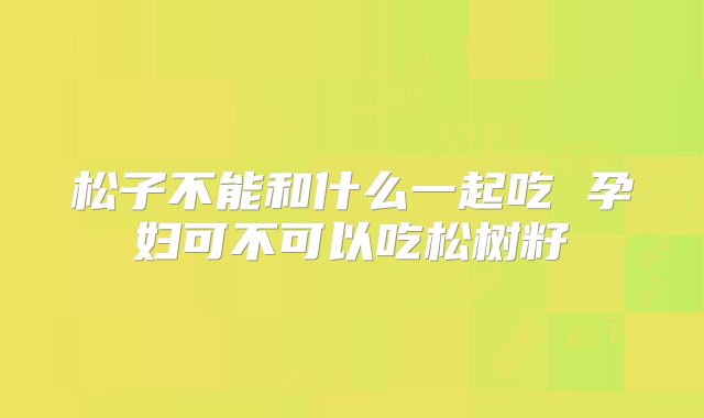 松子不能和什么一起吃 孕妇可不可以吃松树籽
