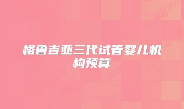 格鲁吉亚三代试管婴儿机构预算