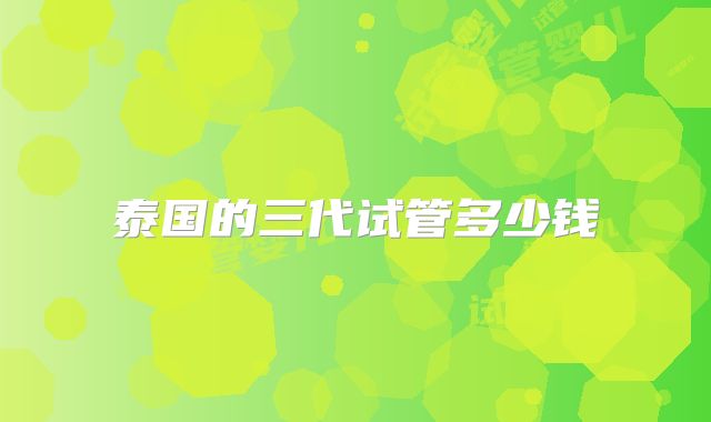 泰国的三代试管多少钱