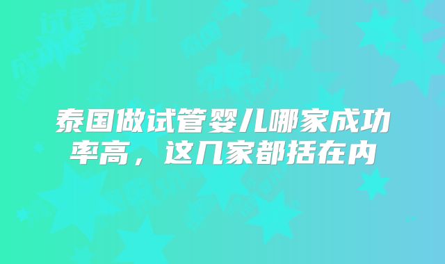 泰国做试管婴儿哪家成功率高，这几家都括在内