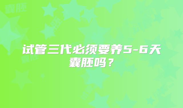 试管三代必须要养5-6天囊胚吗？