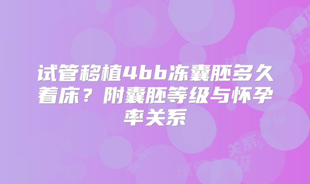 试管移植4bb冻囊胚多久着床？附囊胚等级与怀孕率关系