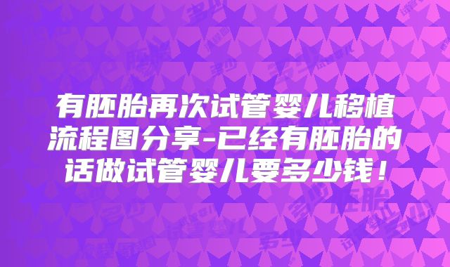 有胚胎再次试管婴儿移植流程图分享-已经有胚胎的话做试管婴儿要多少钱!