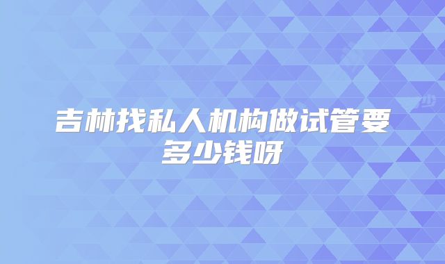 吉林找私人机构做试管要多少钱呀
