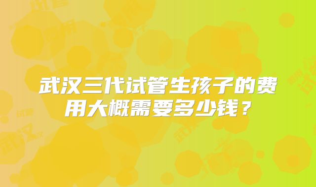 武汉三代试管生孩子的费用大概需要多少钱？