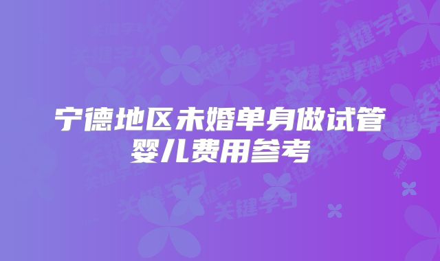 宁德地区未婚单身做试管婴儿费用参考