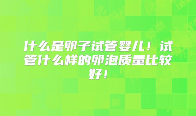 什么是卵子试管婴儿!试管什么样的卵泡质量比较好!