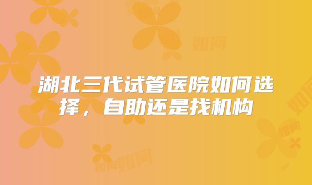 湖北三代试管医院如何选择，自助还是找机构