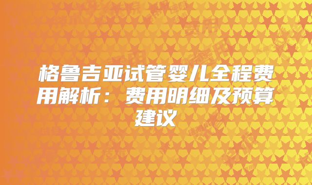 格鲁吉亚试管婴儿全程费用解析:费用明细及预算建议