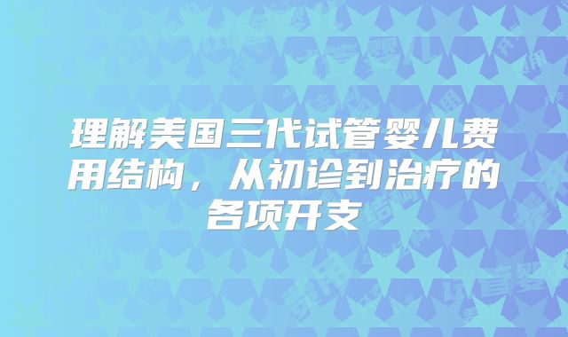理解美国三代试管婴儿费用结构,从初诊到治疗的各项开支