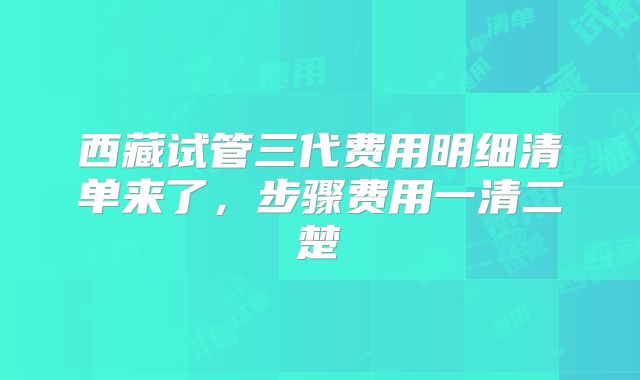 西藏试管三代费用明细清单来了，步骤费用一清二楚