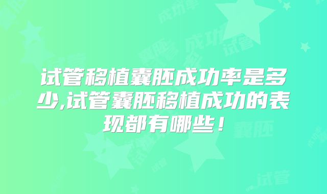试管移植囊胚成功率是多少,试管囊胚移植成功的表现都有哪些！