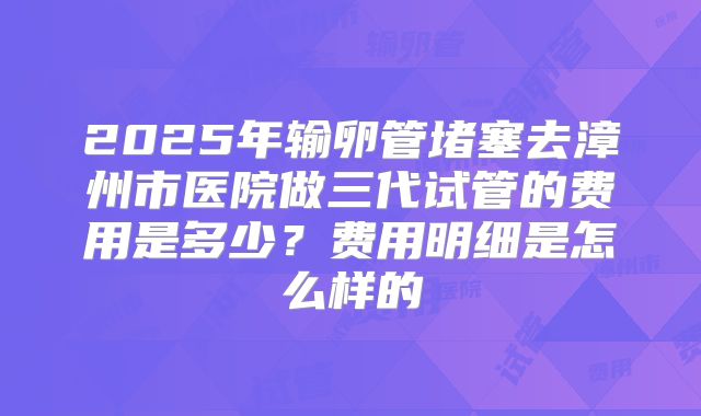 2025年输卵管堵塞去漳州市医院做三代试管的费用是多少?费用明细是怎么样的