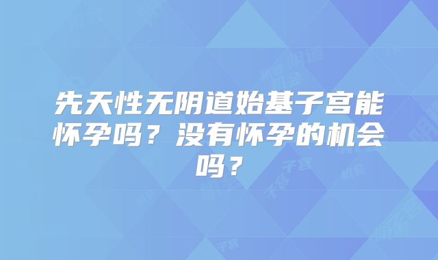 先天性无阴道始基子宫能怀孕吗？没有怀孕的机会吗？