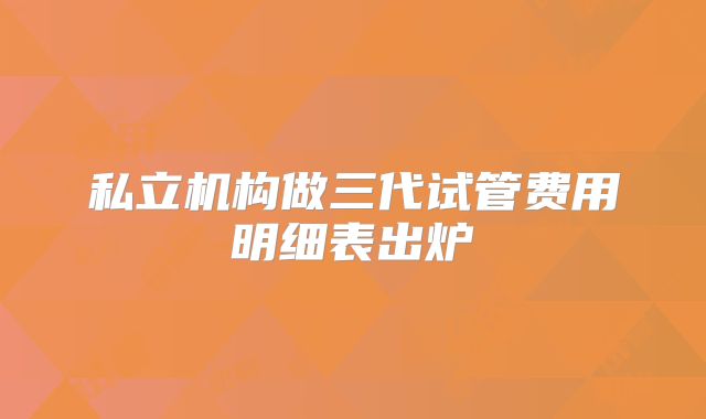 私立机构做三代试管费用明细表出炉