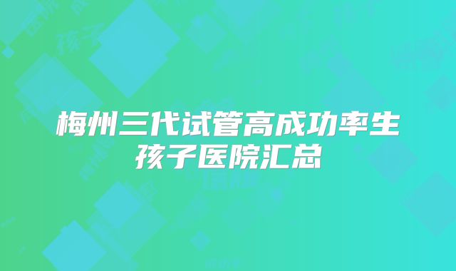 梅州三代试管高成功率生孩子医院汇总