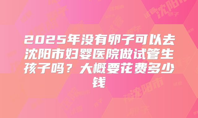 2025年没有卵子可以去沈阳市妇婴医院做试管生孩子吗？大概要花费多少钱