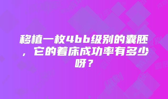 移植一枚4bb级别的囊胚,它的着床成功率有多少呀?