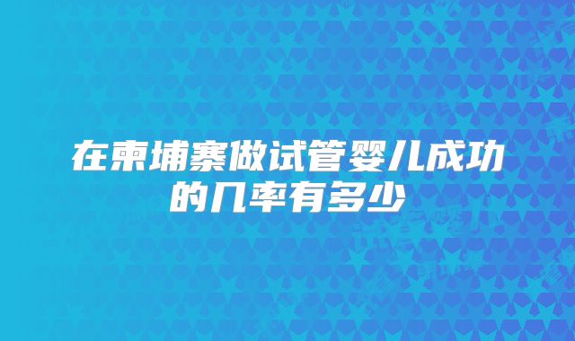 在柬埔寨做试管婴儿成功的几率有多少