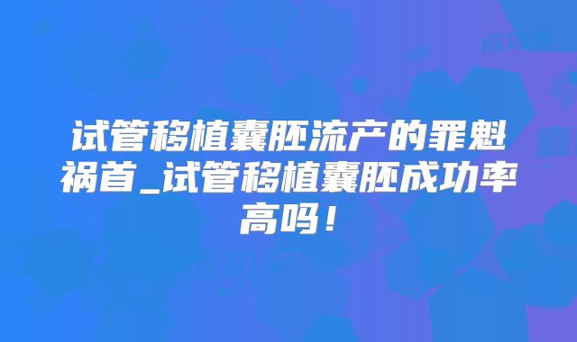 试管移植囊胚流产的罪魁祸首_试管移植囊胚成功率高吗！