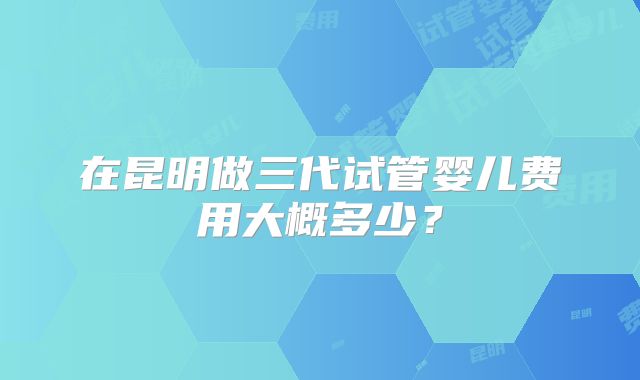 在昆明做三代试管婴儿费用大概多少？