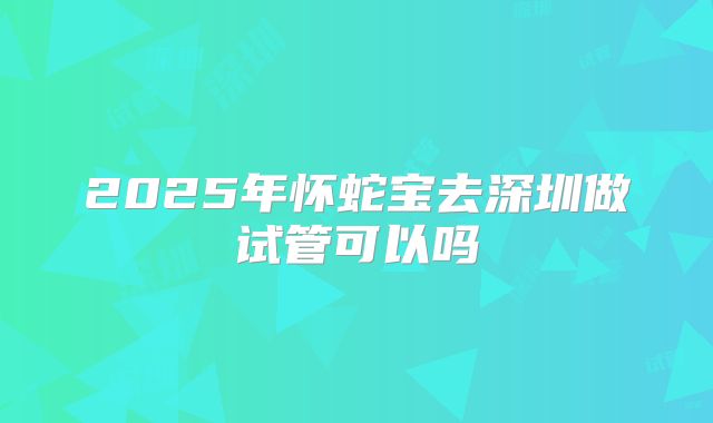 2025年怀蛇宝去深圳做试管可以吗