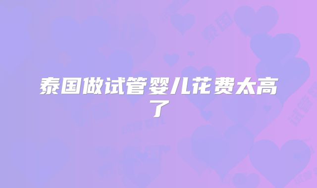 泰国做试管婴儿花费太高了