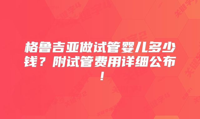 格鲁吉亚做试管婴儿多少钱？附试管费用详细公布！